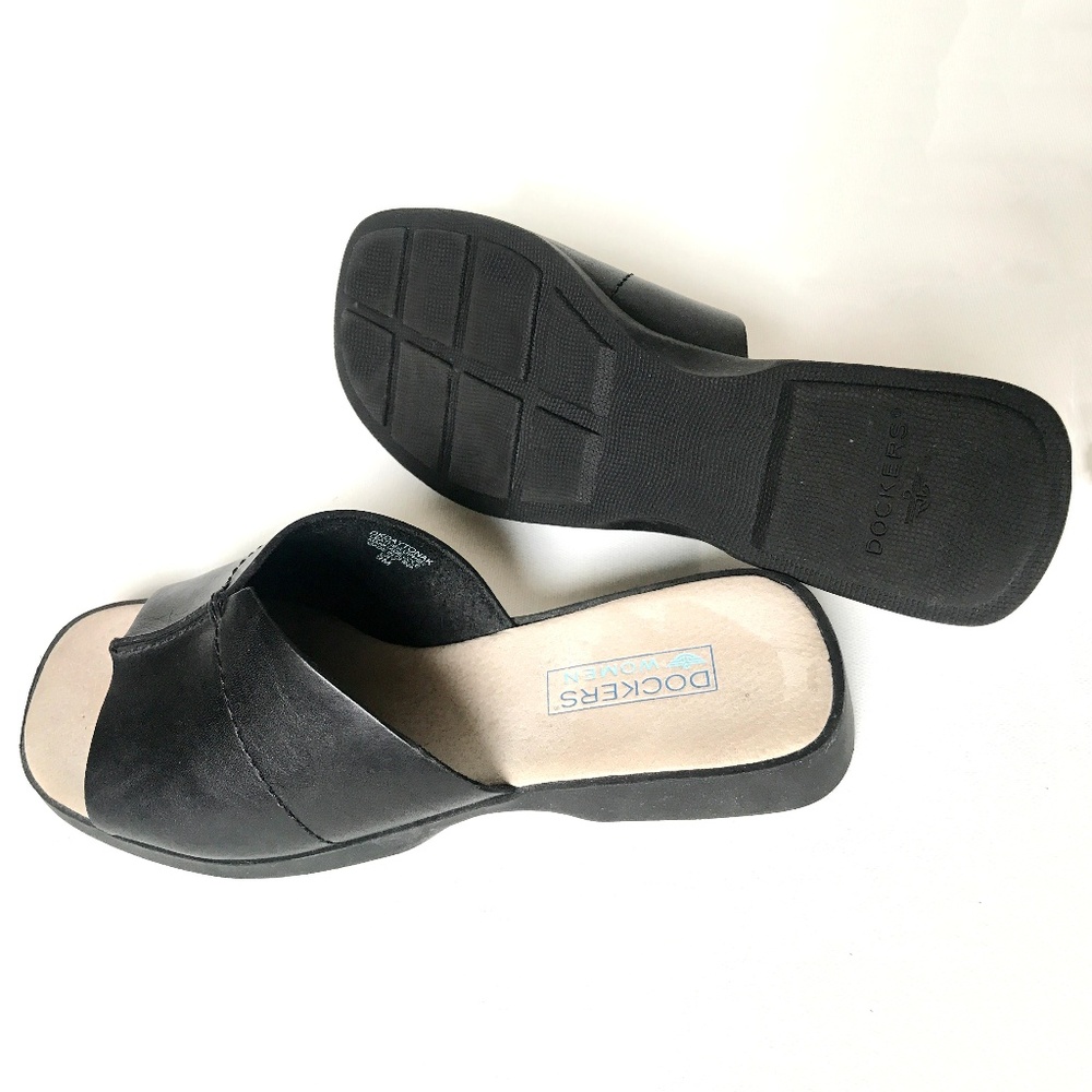 Dockers Black Leather Slide Sandals